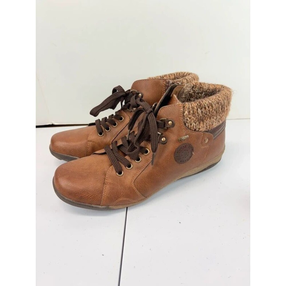 Spring Step Clifton Womens EU 41 US 9.5-10 Brown Tan Leather Knit Collar Boots